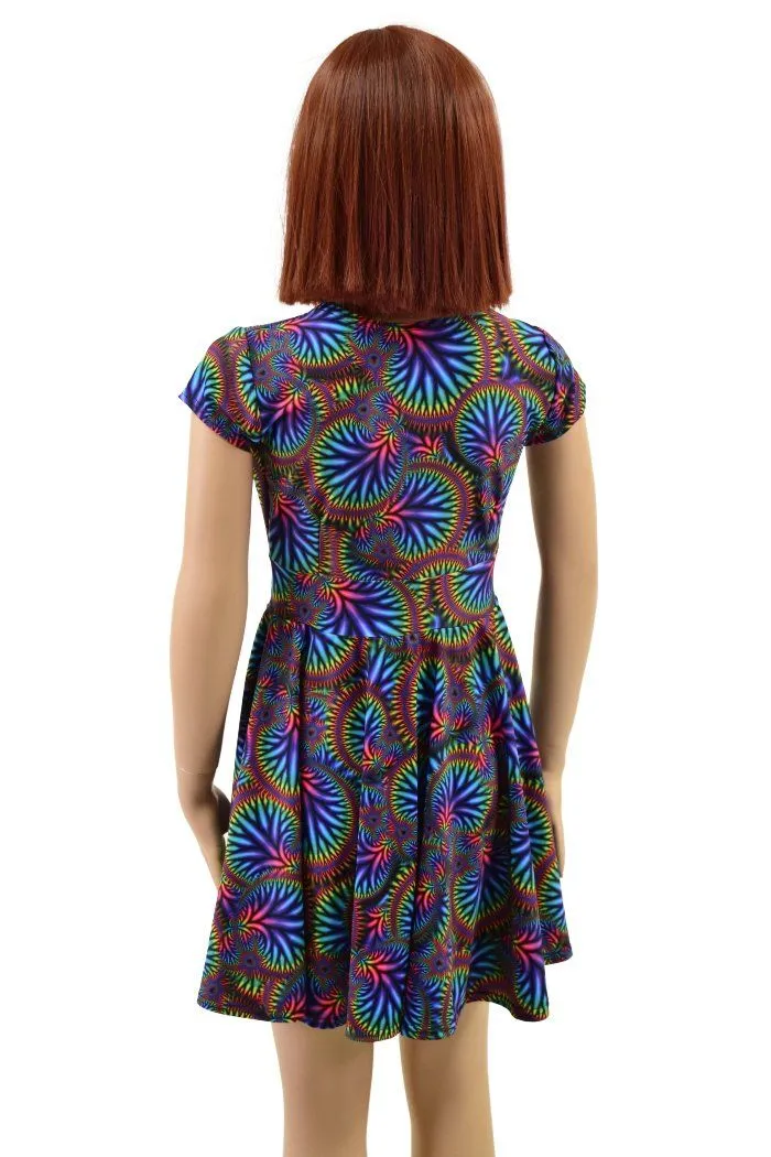 Girls Radioactive Cap Sleeve Skater Dress