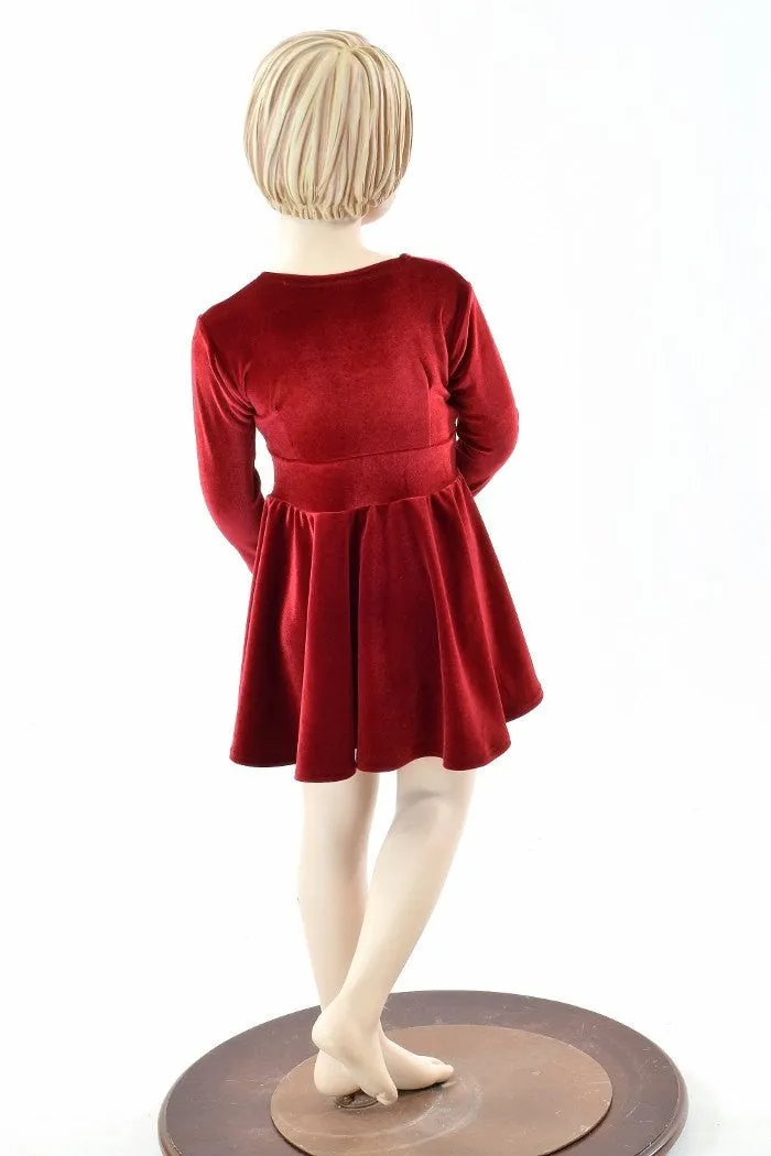 Girls Red Velvet Skater Dress