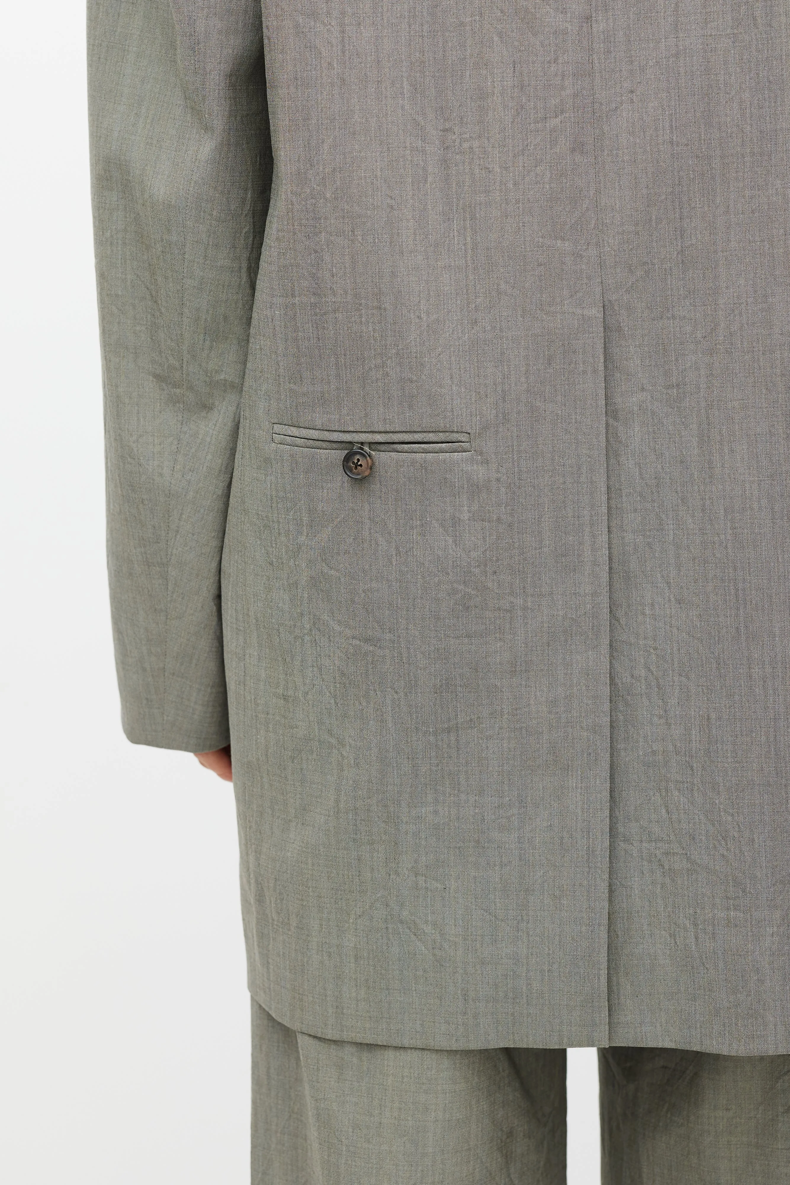 Grey Wool Oversized Blazer