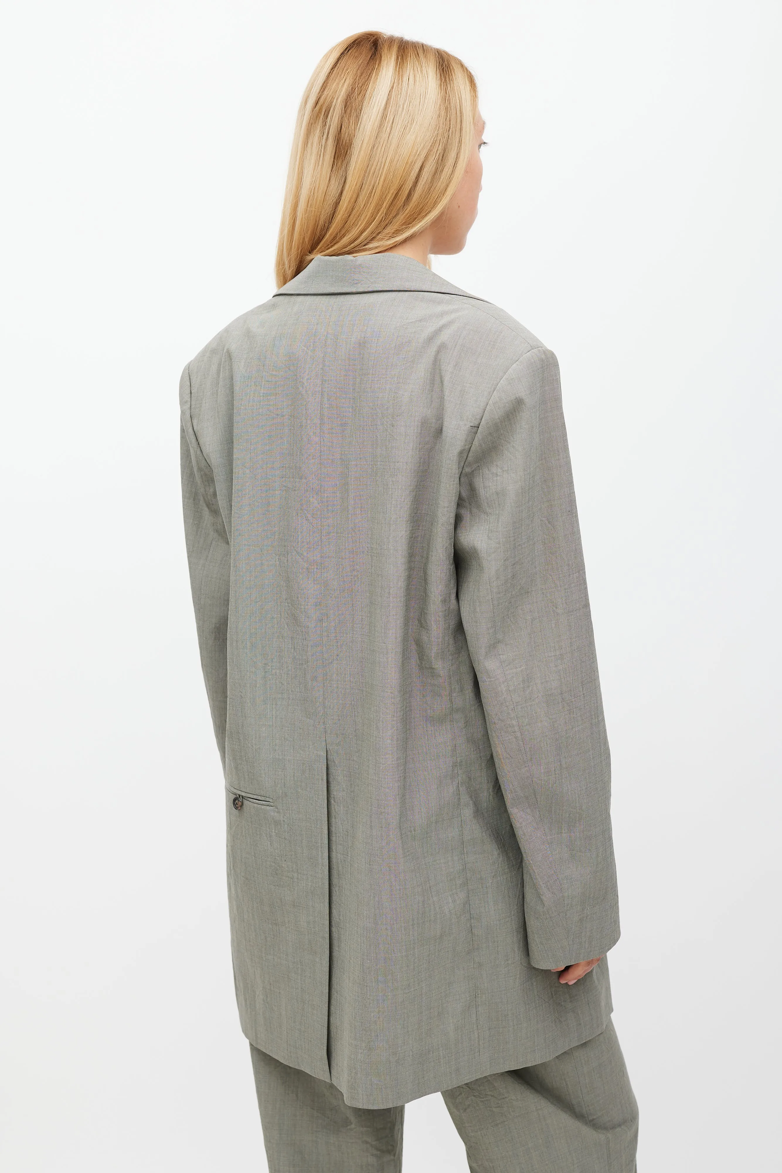 Grey Wool Oversized Blazer