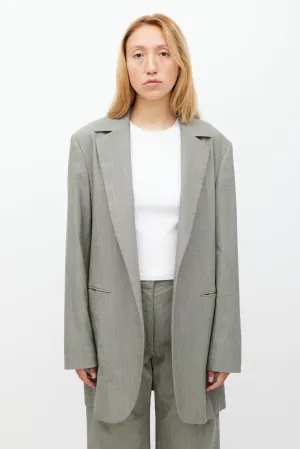 Grey Wool Oversized Blazer