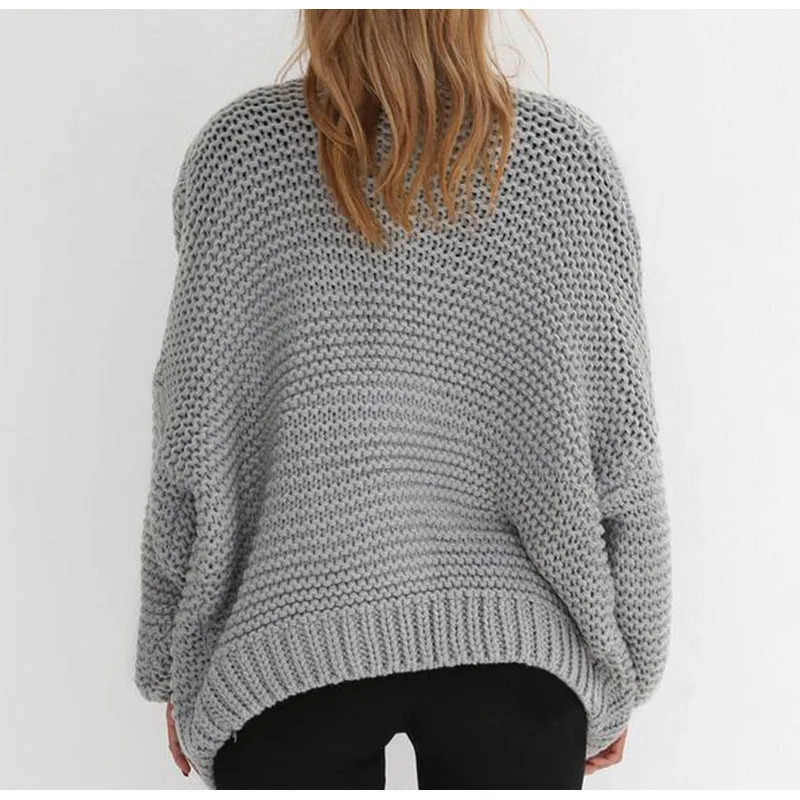 Hand Knitwear Loose Women Solid Color Long Cardigan