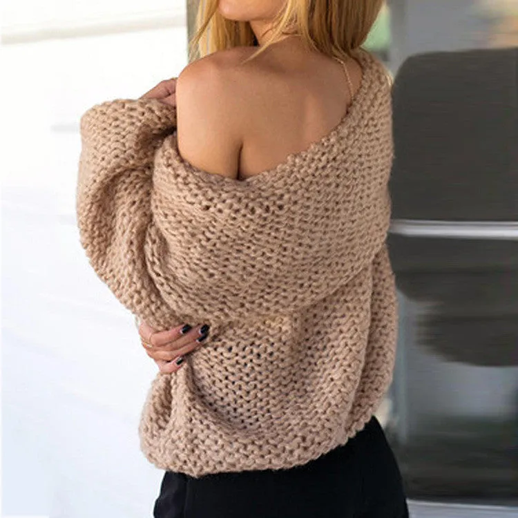 High Neck Long Sleeves Pure Color Regular Sweater