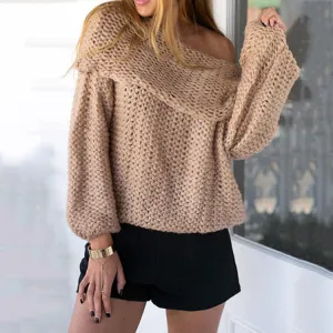 High Neck Long Sleeves Pure Color Regular Sweater
