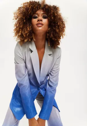 House of Holland Ombre Shimmer Blazer In Blue And Silver