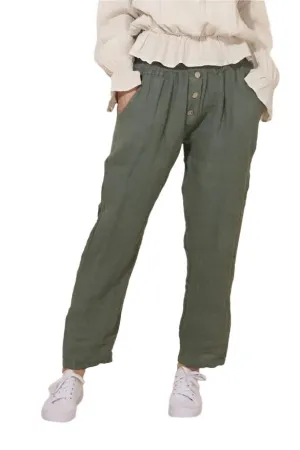 Italian Straight 7/8th Leg Linen Trousers One Size