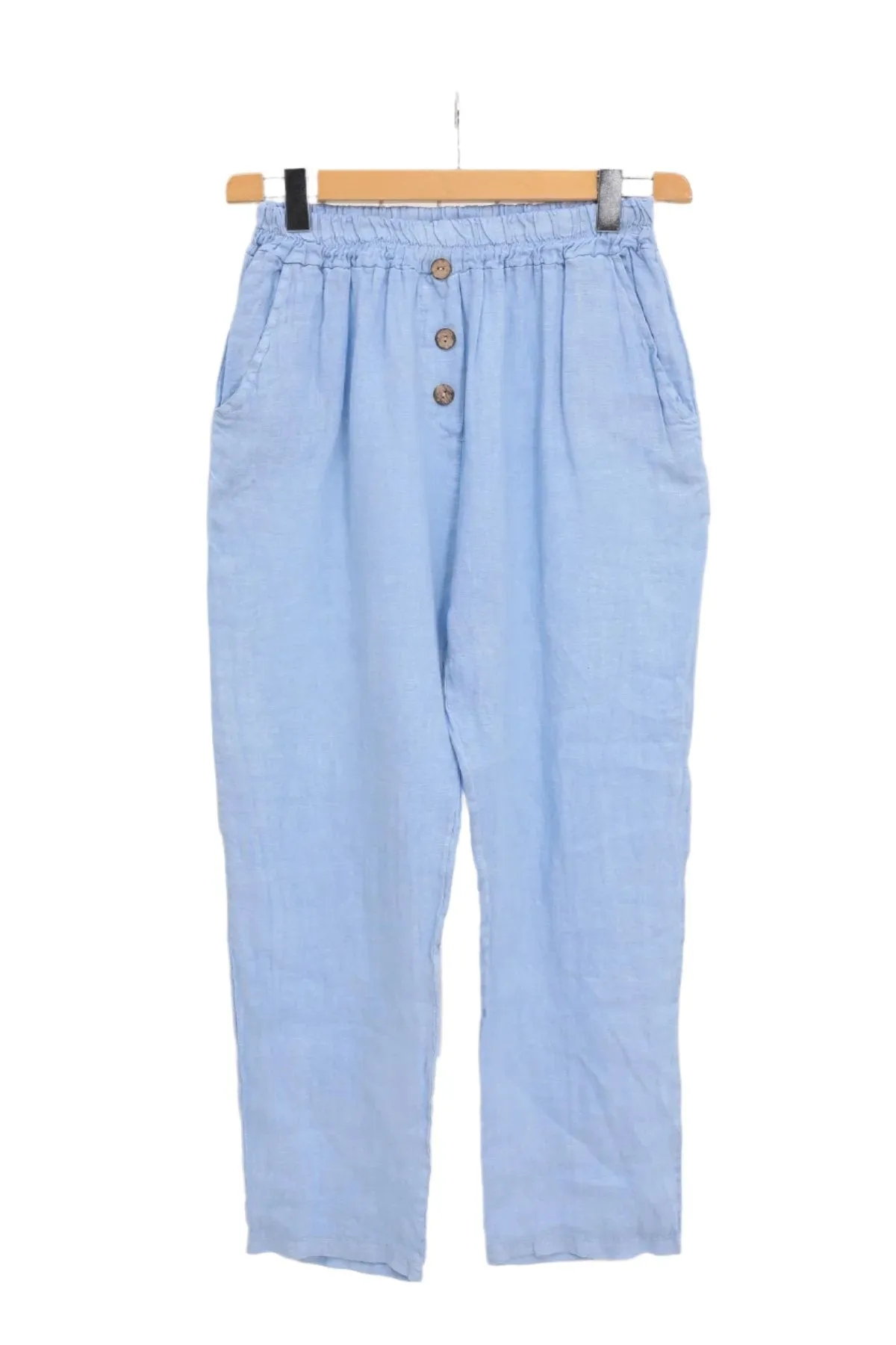 Italian Straight 7/8th Leg Linen Trousers One Size