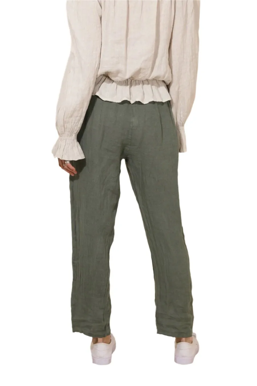 Italian Straight 7/8th Leg Linen Trousers One Size