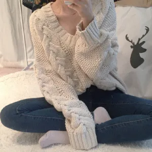 Joker Braided Knitting Plus Size Sweater