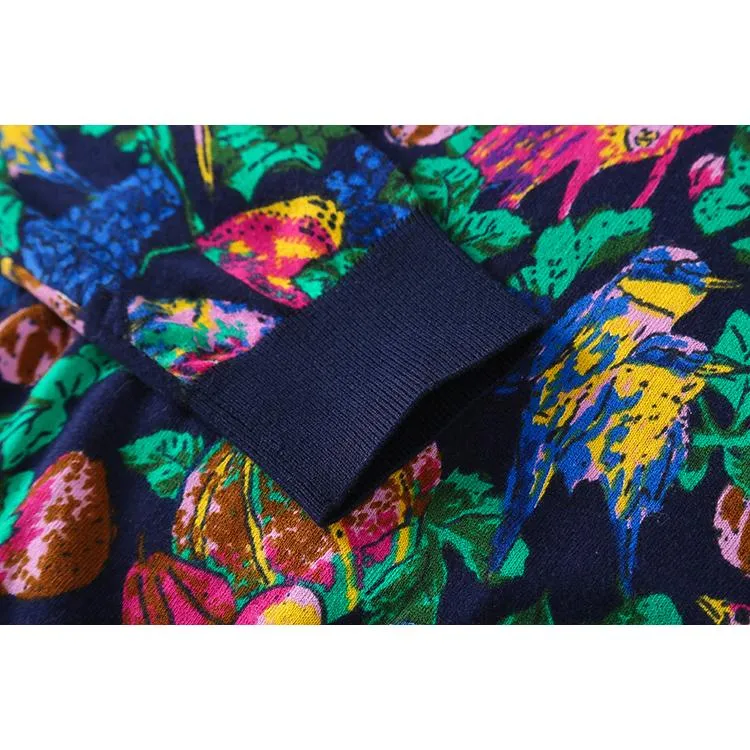Jungle Print Cotton Knit Sweater