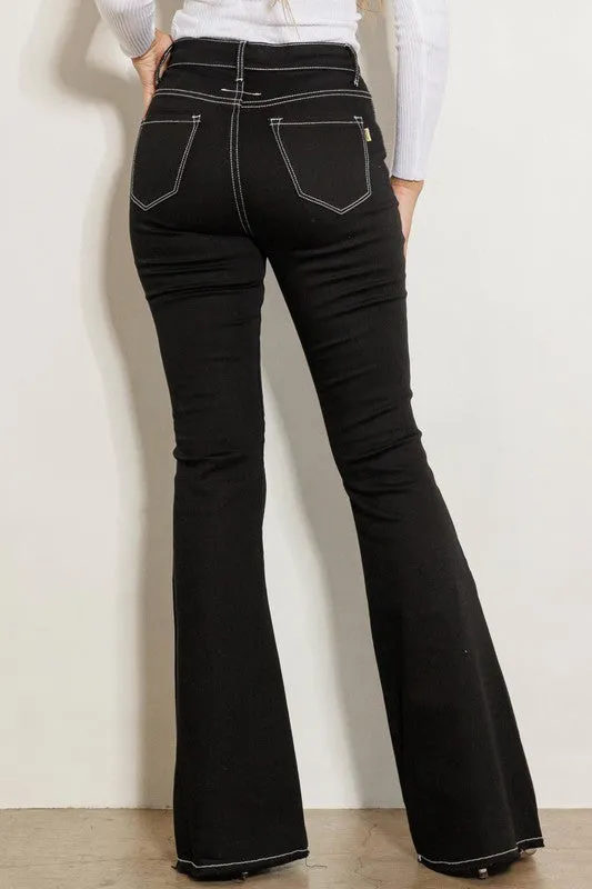 Kelley Dark Wash High Rise Button Fly Flare Jeans