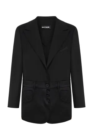 Lapel Collar Black Jacket