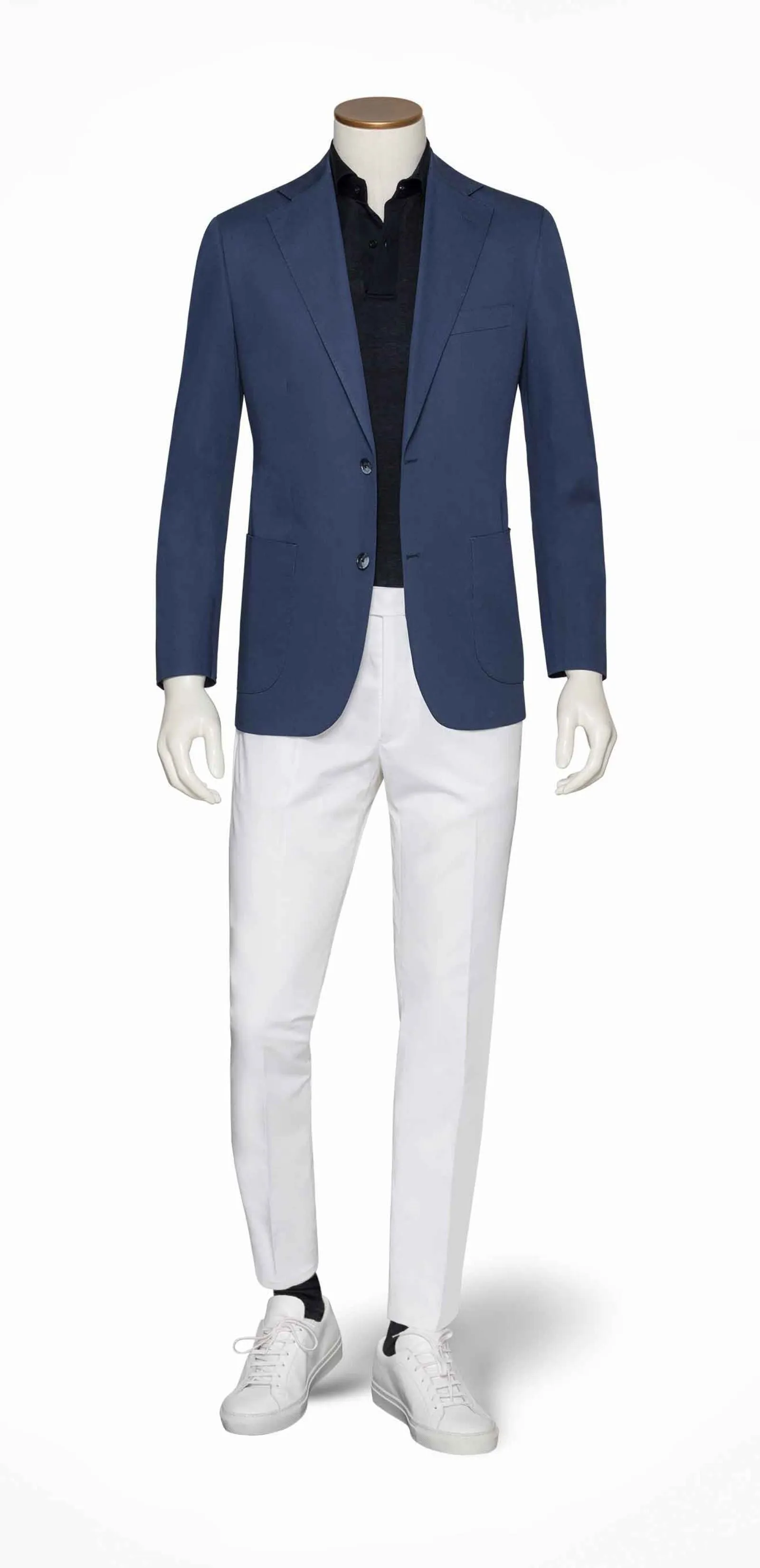 Larusmiani Mid Blue Cotton Stretch Fine Gabardine