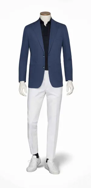 Larusmiani Mid Blue Cotton Stretch Fine Gabardine