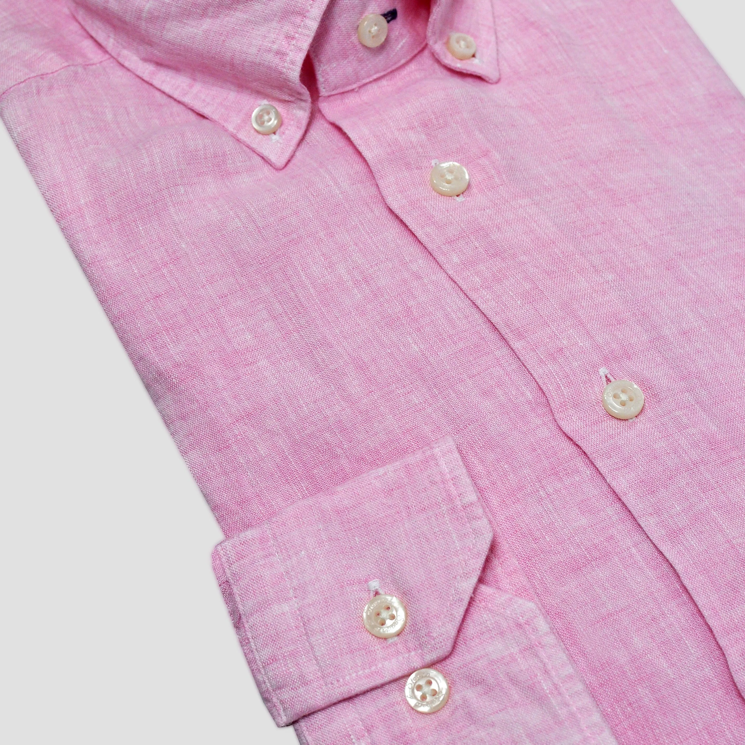 Linen Button Down Shirt in Pink