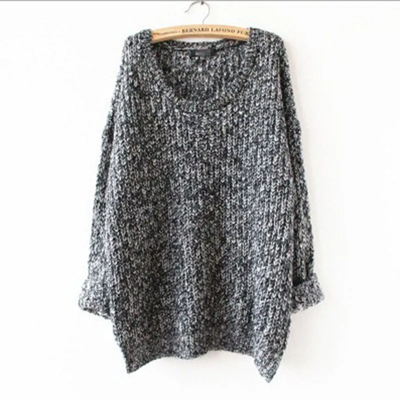 Long Pullover Loose Solid Color Knit Sweater