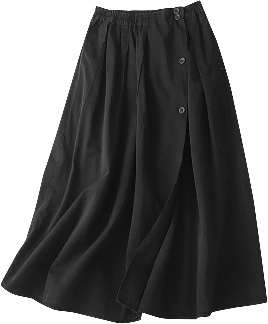 Long Skirts for Women High Elastic Waist Cotton Linen Skirt Casual Comfy Pleated Skirts Fall Fashion Swing Skirt