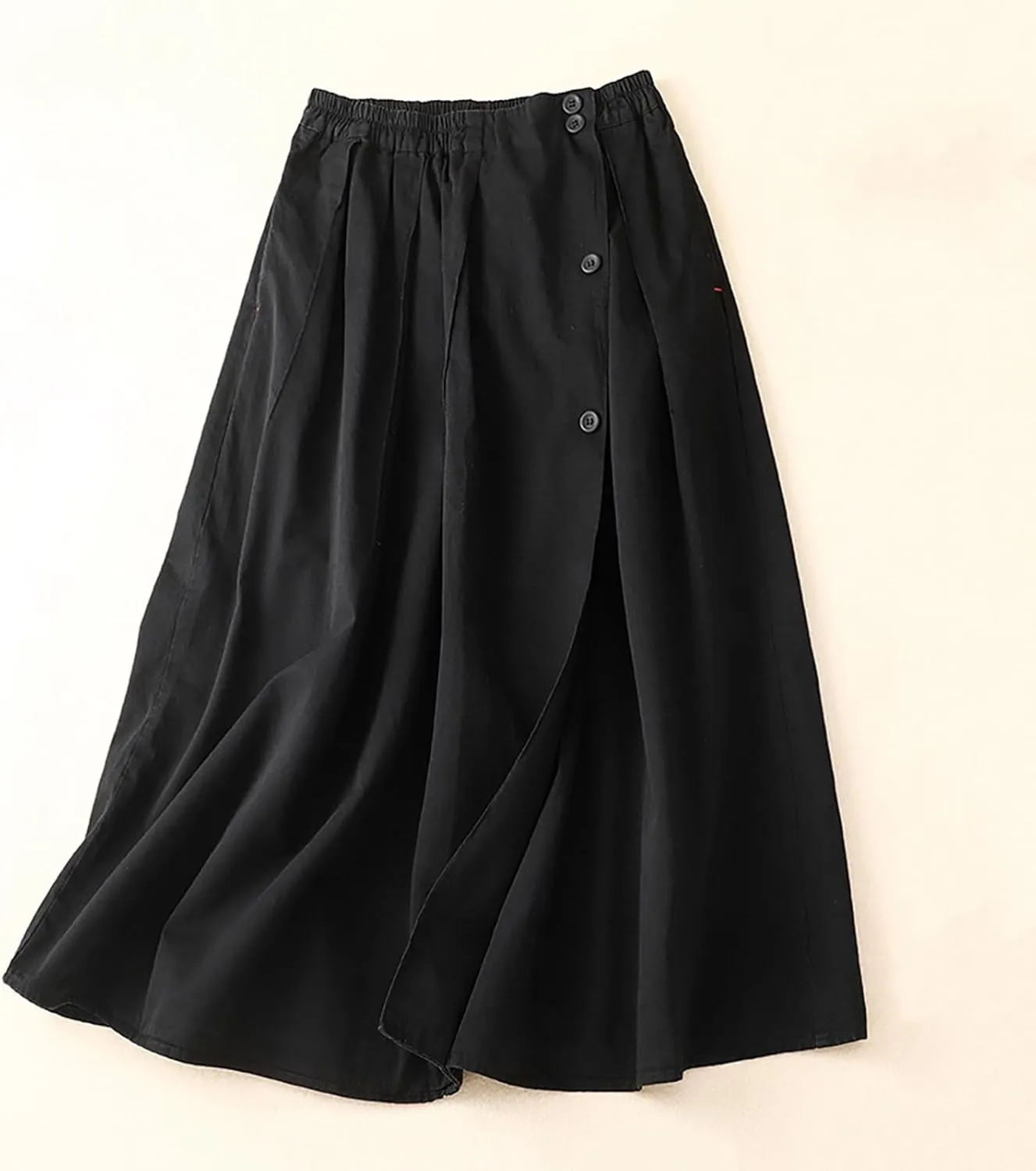 Long Skirts for Women High Elastic Waist Cotton Linen Skirt Casual Comfy Pleated Skirts Fall Fashion Swing Skirt