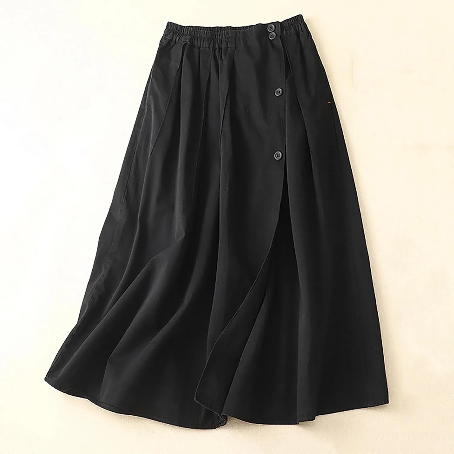 Long Skirts for Women High Elastic Waist Cotton Linen Skirt Casual Comfy Pleated Skirts Fall Fashion Swing Skirt