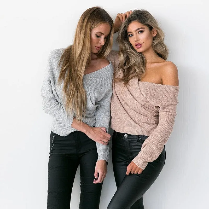 Long Sleeves Drap V-neck Pure Color Regular Sweater