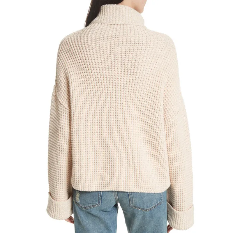 Loose Knitted Women's Sweater Pullover Thickened Solid-Color Underwear Knitwear