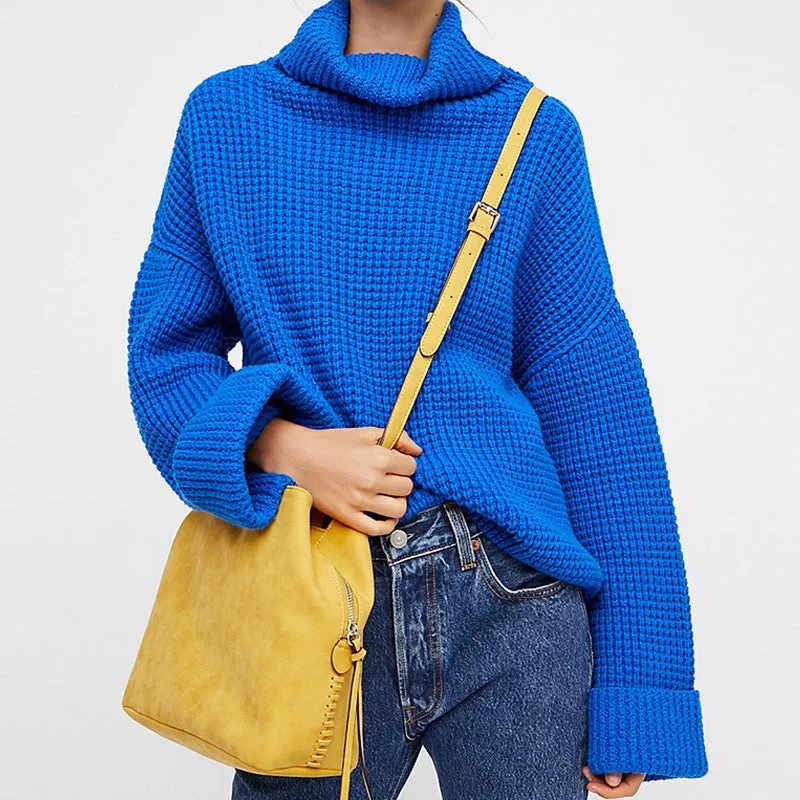 Loose Knitted Women's Sweater Pullover Thickened Solid-Color Underwear Knitwear