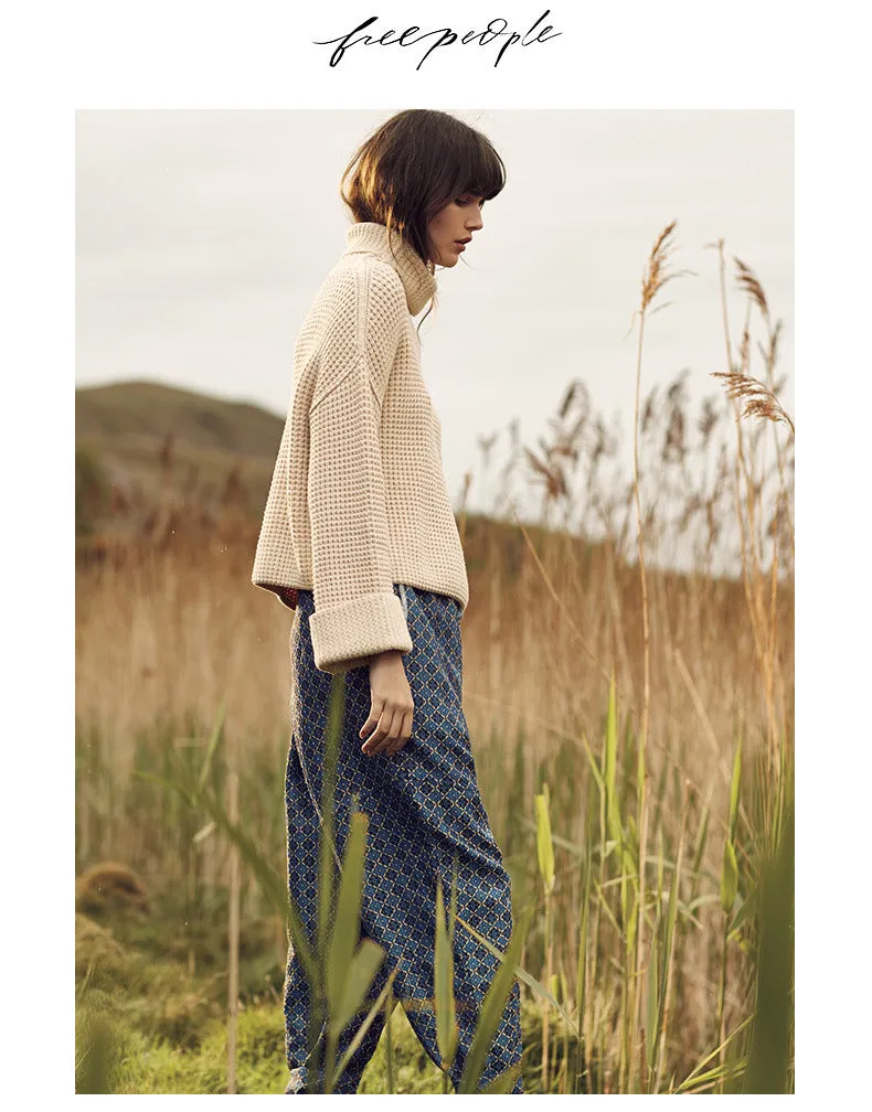 Loose Knitted Women's Sweater Pullover Thickened Solid-Color Underwear Knitwear