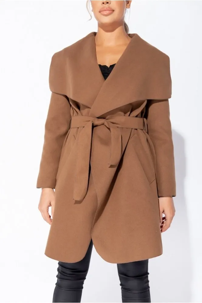 Michelle Brown Mid Length Oversized Belted Waterfall Coat