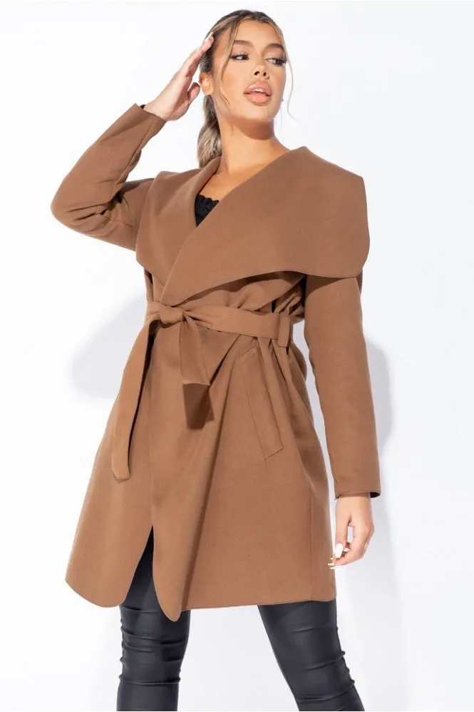Michelle Brown Mid Length Oversized Belted Waterfall Coat