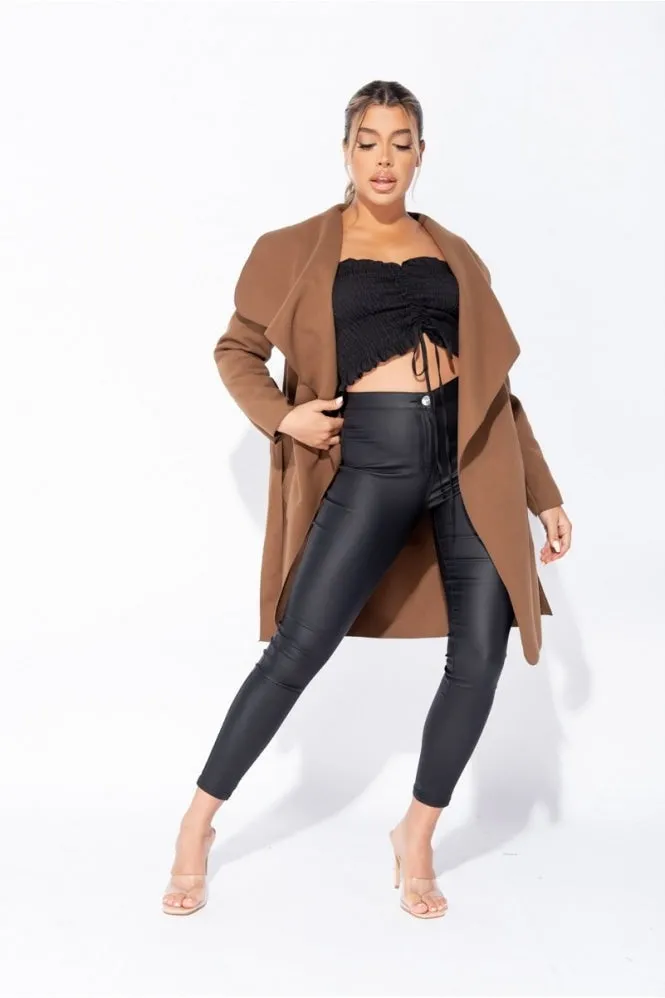 Michelle Brown Mid Length Oversized Belted Waterfall Coat