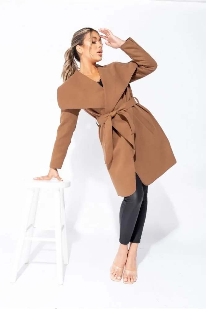 Michelle Brown Mid Length Oversized Belted Waterfall Coat