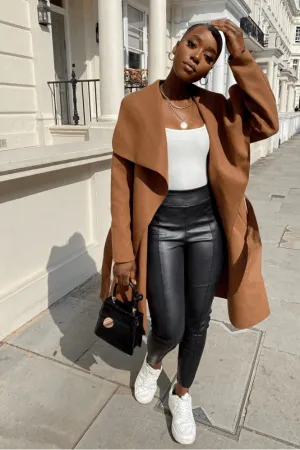 Michelle Brown Mid Length Oversized Belted Waterfall Coat