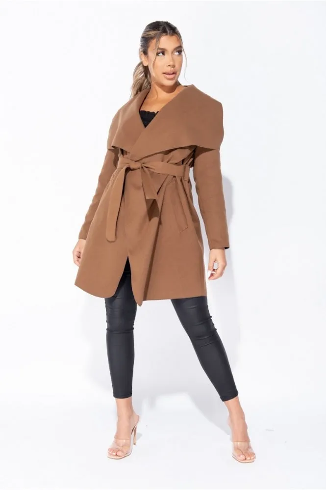 Michelle Brown Mid Length Oversized Belted Waterfall Coat