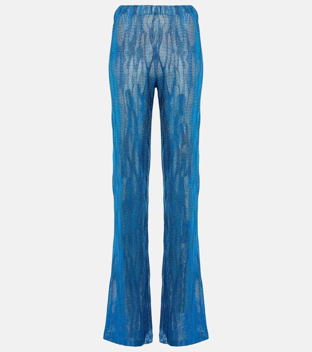 Missoni Jacquard High Waist Wide Leg Pants, Blue