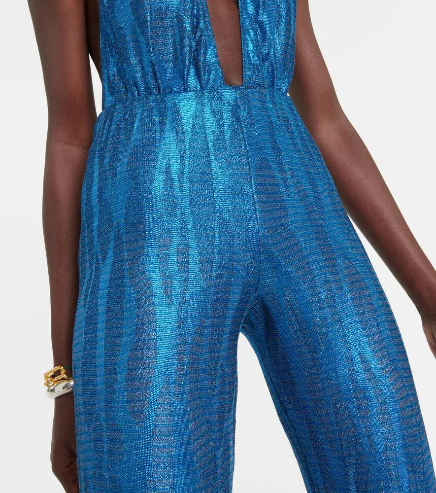 Missoni Jacquard High Waist Wide Leg Pants, Blue