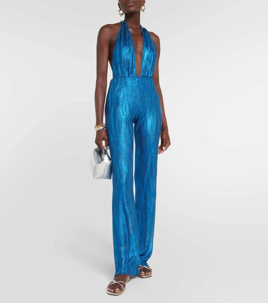 Missoni Jacquard High Waist Wide Leg Pants, Blue