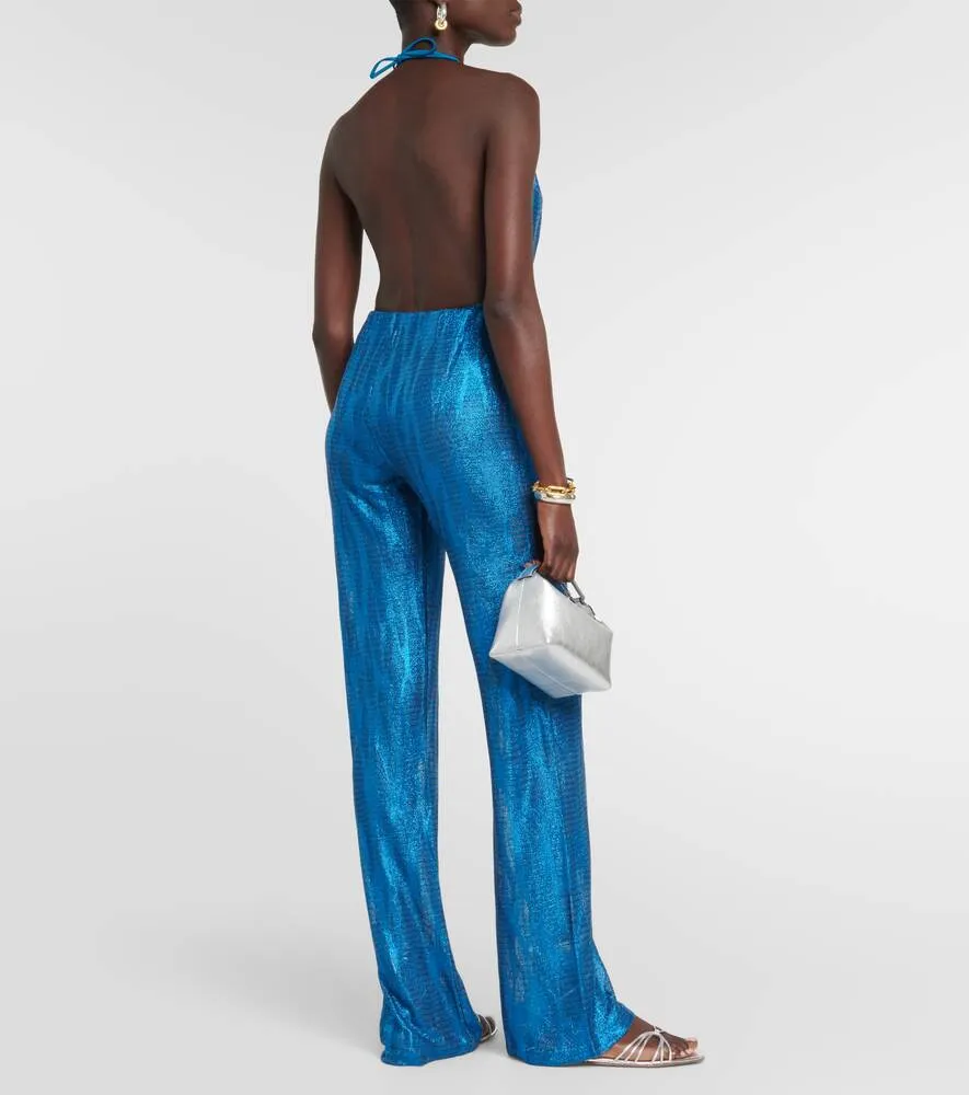 Missoni Jacquard High Waist Wide Leg Pants, Blue