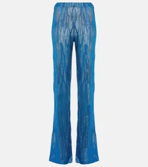 Missoni Jacquard High Waist Wide Leg Pants, Blue
