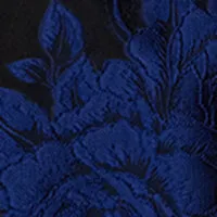 Navy Black Brocade Floral Midi Skirt