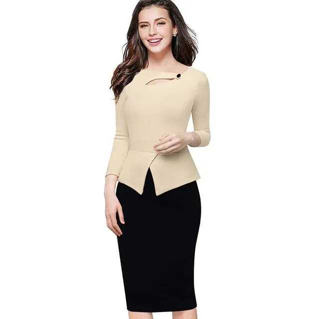 NICE-FOREVER Fun Comfy Zip Back Spandex Sheath Dress