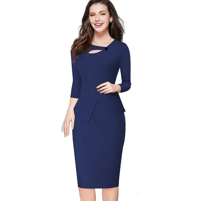 NICE-FOREVER Fun Comfy Zip Back Spandex Sheath Dress