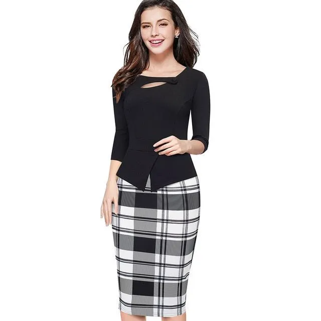 NICE-FOREVER Fun Comfy Zip Back Spandex Sheath Dress