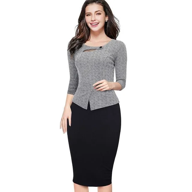 NICE-FOREVER Fun Comfy Zip Back Spandex Sheath Dress