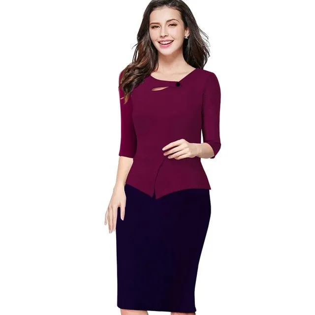 NICE-FOREVER Fun Comfy Zip Back Spandex Sheath Dress