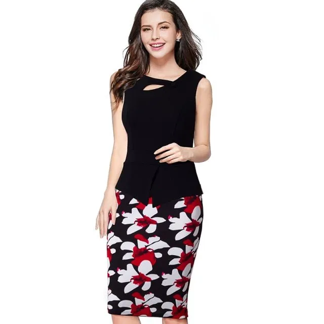 NICE-FOREVER Fun Comfy Zip Back Spandex Sheath Dress