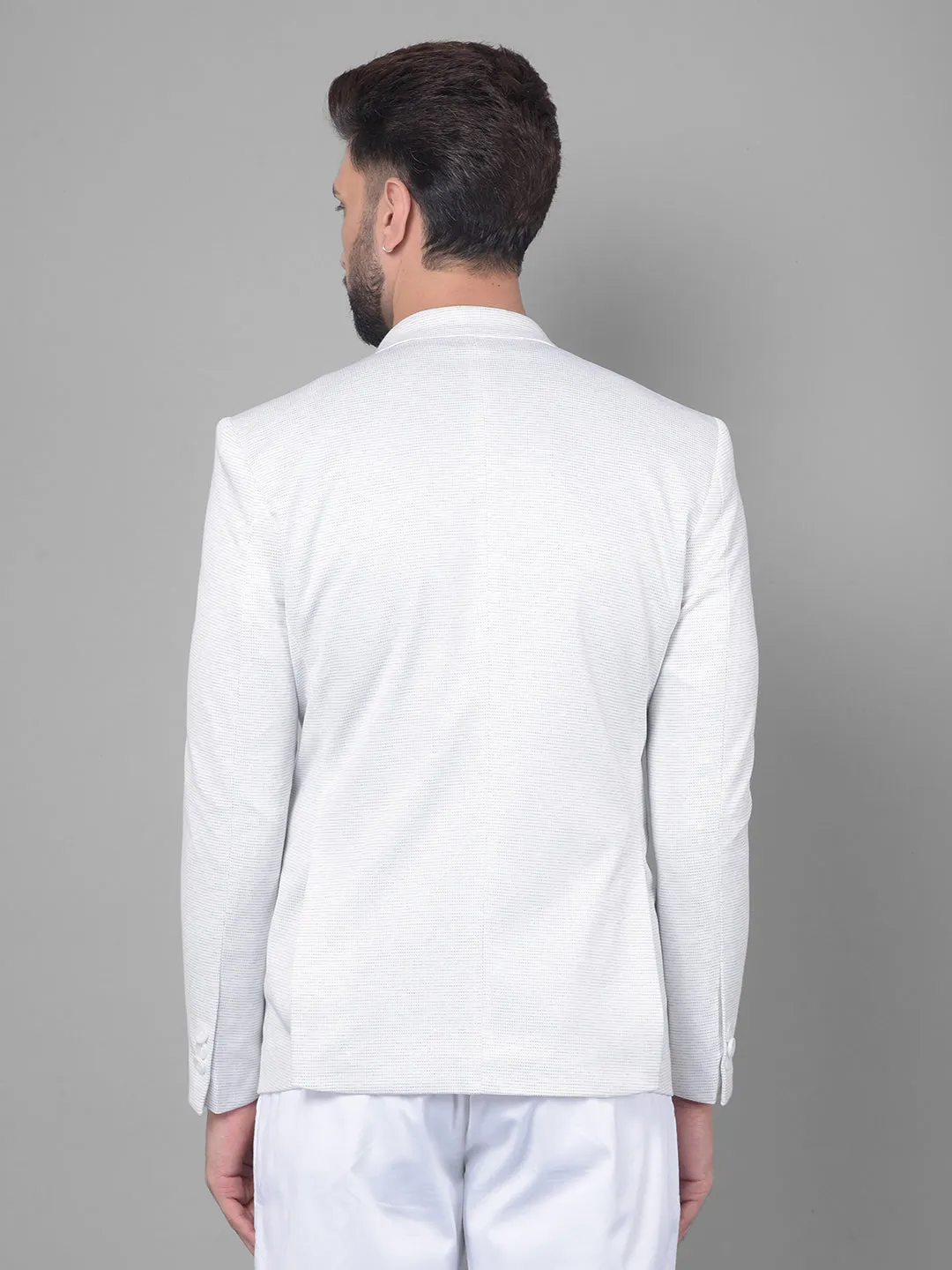 Off White Printed Blazer