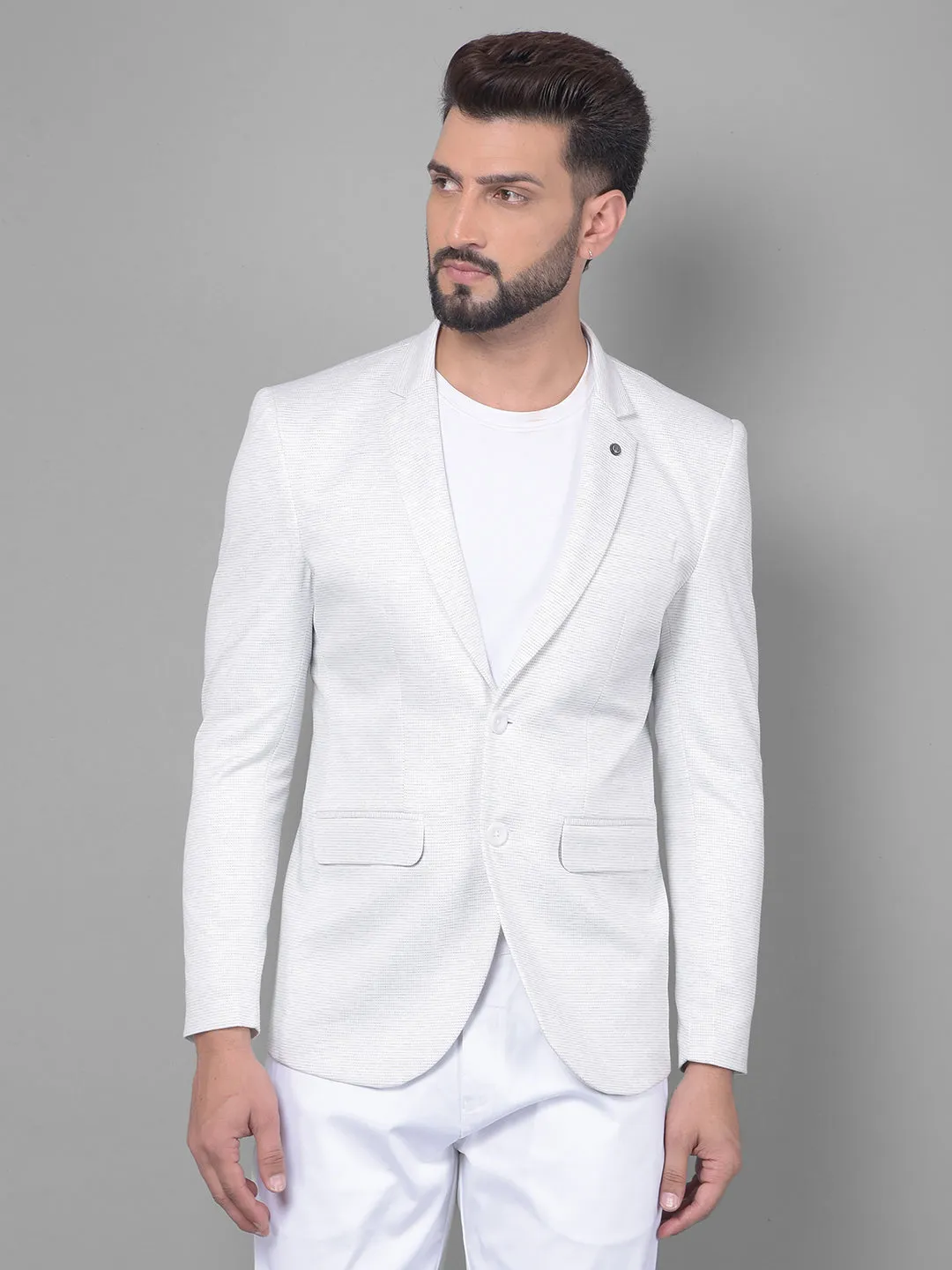 Off White Printed Blazer