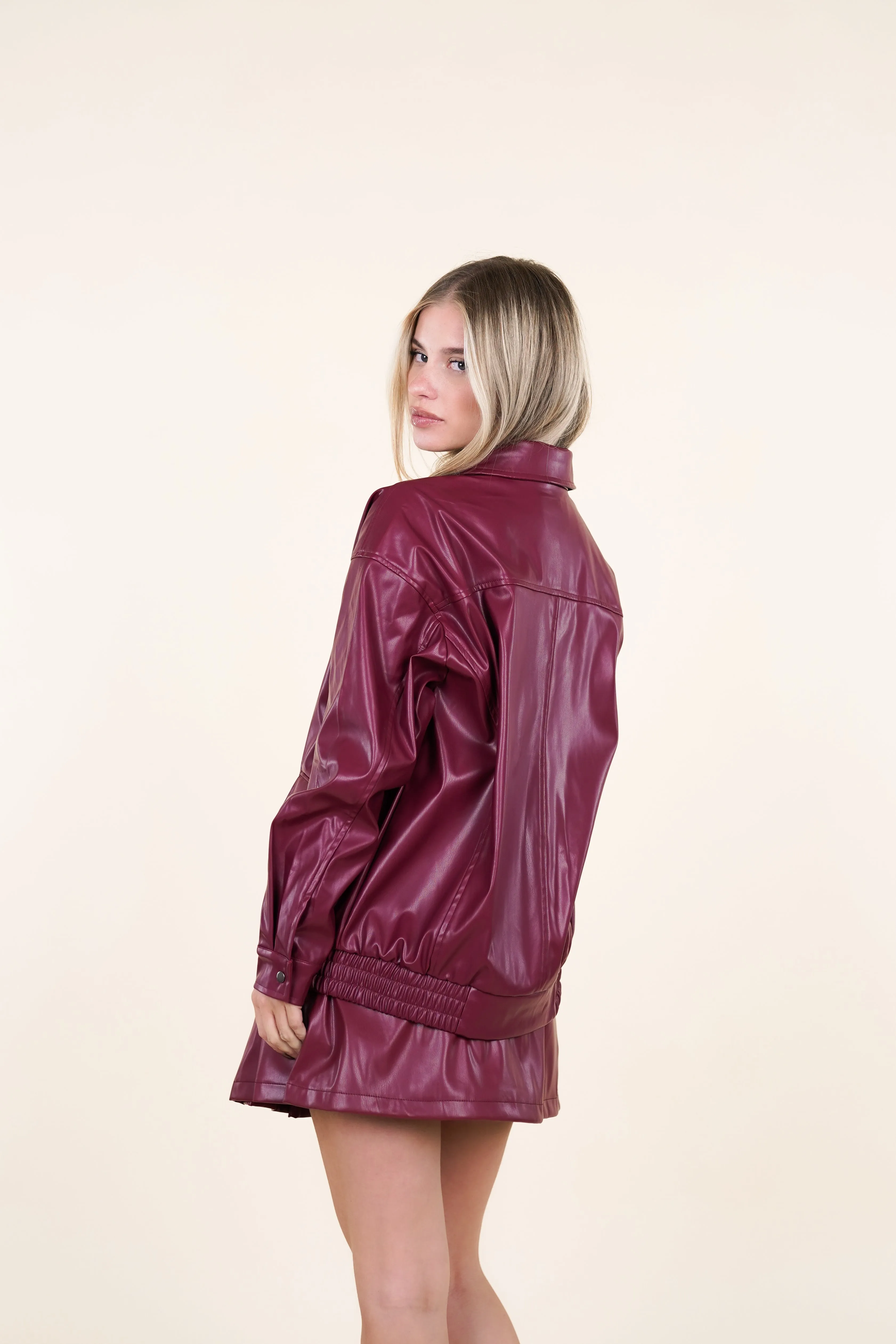 Oversized leatherlook jacket burgundy - Jaimie