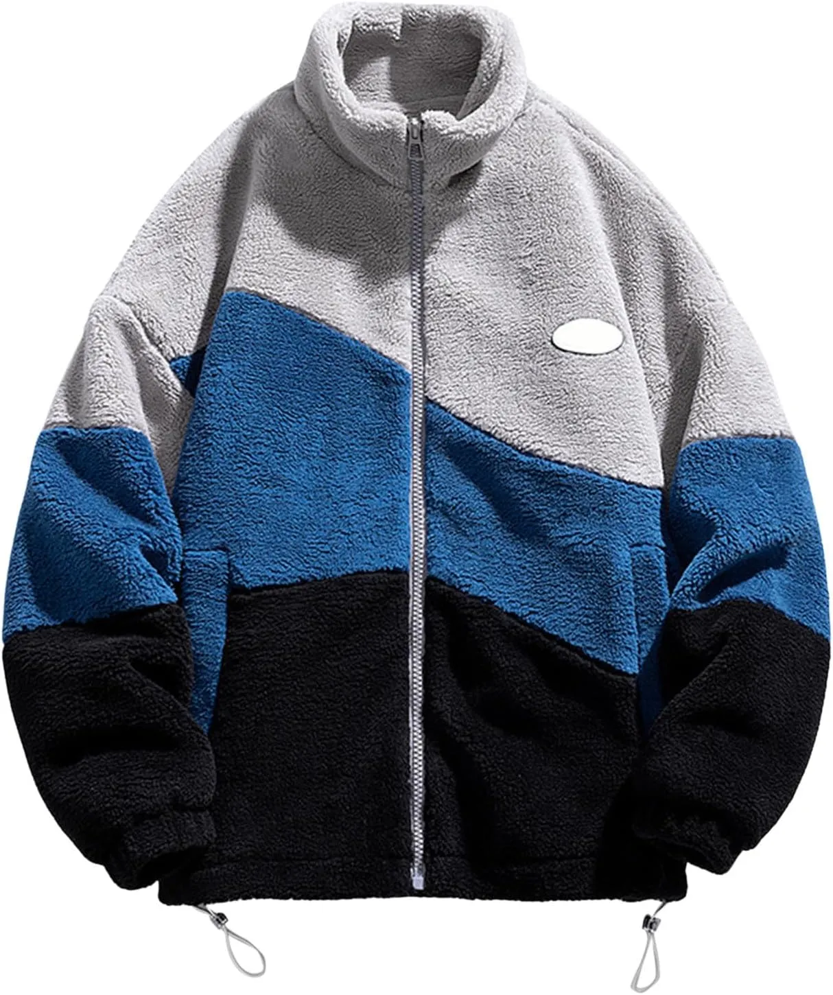 peqiut Winter Jacket For Men Cotton Padded Zipper Warm Fall Winter Hoodless Coats Patchwork Color Jacket Comfort