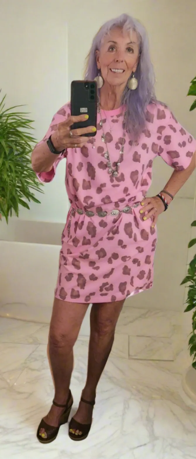 Pink & Brown Leopard Animal Print Dress